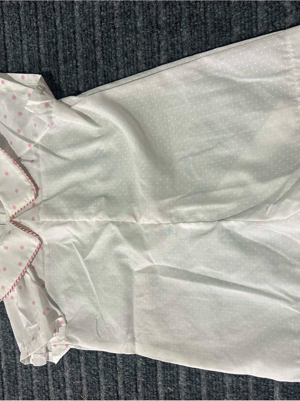 Hand Sewn Hand Made Baby Girls White and Pink Dot Ruffle Onesie